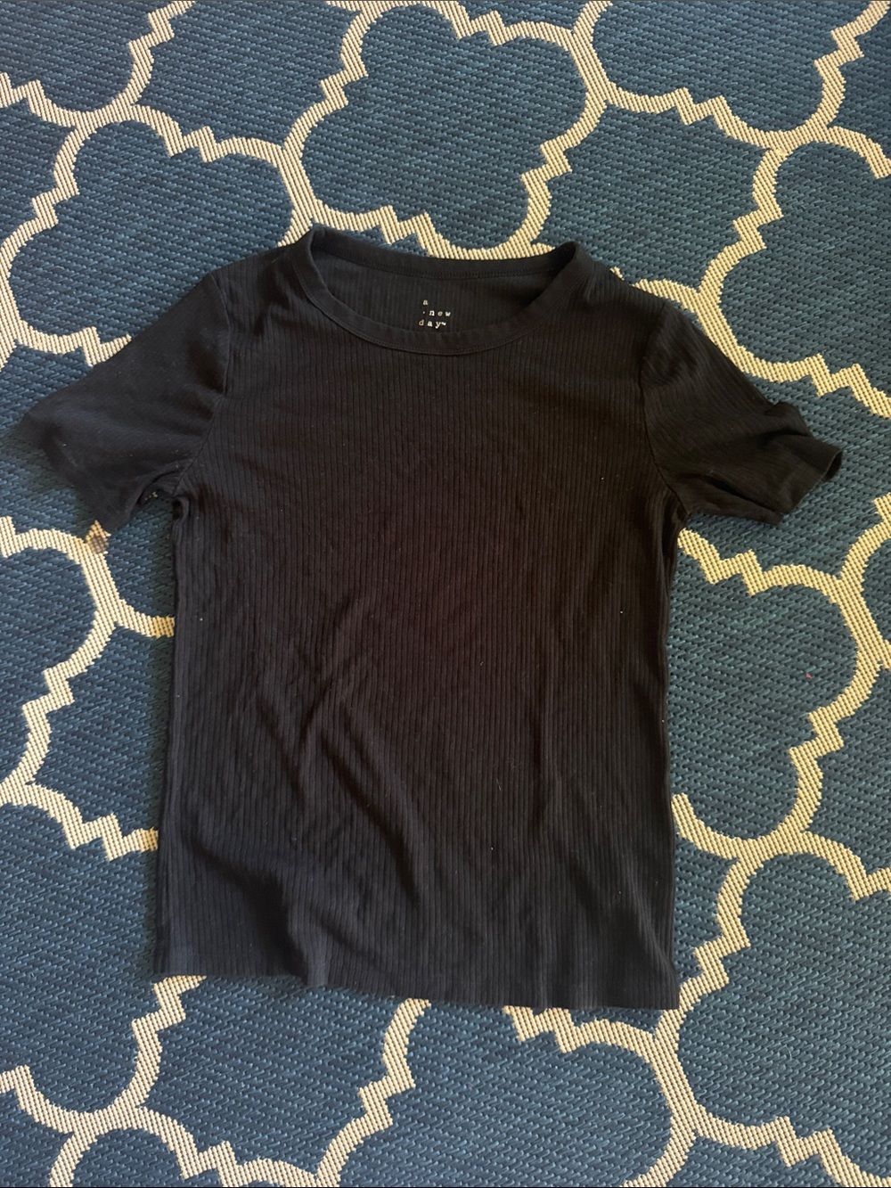 a new day Black Ribbed Short-Sleeve Crew Tee